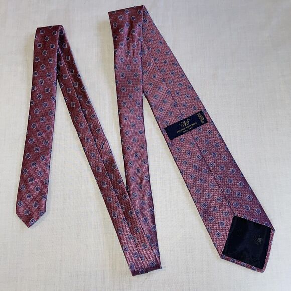 346 Brooks Brothers Dress Tie Men’s Size 57” Pink Geometric 100% Silk Formal - Picture 8 of 12